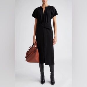 PROENZA SCHOULER Julie Twisted Crepe Short-sleeve Midi Dress In Black 4